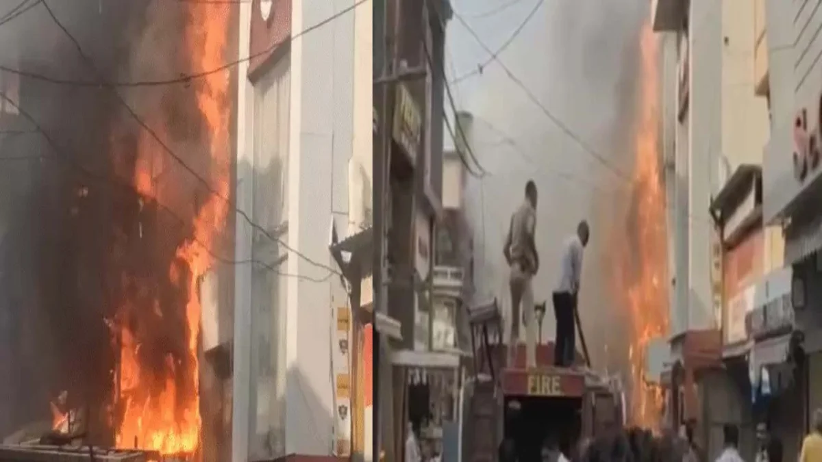 भोपाल के न्यू मार्केट में लगी आग, 5-6 दुकानें हुई प्रभावित